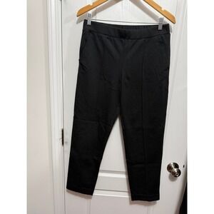 J.Crew Black Ponte Knit Cropped Pants Womens M Elastic Waist Trousers classic